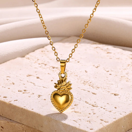 Heart on Fire Gold Necklace