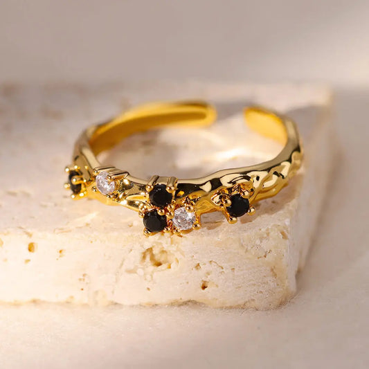 Black Constellations Vintage Style Gold Ring - Anti-valentines style
