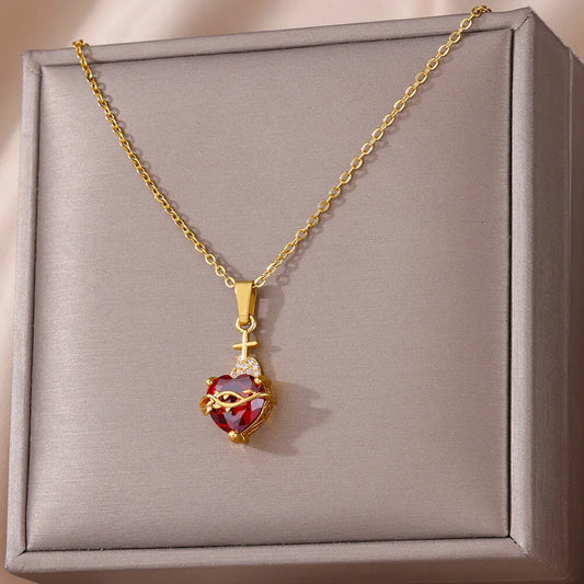 Protected Heart Necklace - Vintage Gold Plated Premium Necklace